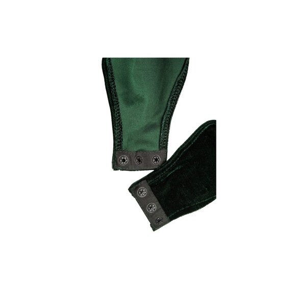 Green Velvet Strapless Sweetheart Neckline Bodysuit With Snap Closure & Lace-Up - Picture 4 of 5